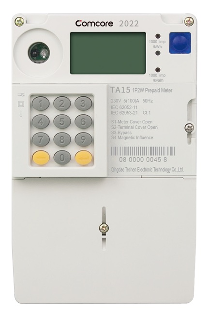 Single phase prepaid meter with a keypad on its face